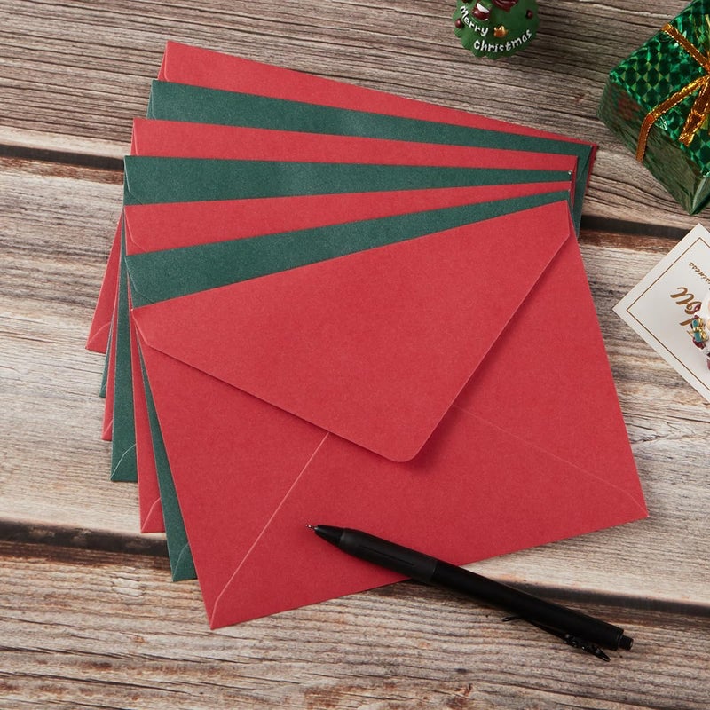 Homtable 50 Pieces A4 Shiny Envelopes 4.25x6.25 inches with Gold Stickers for Wedding Invitation Cards, Graduation, Baby Shower, Greeting Cards (Christmas Red/Green, A4, 4x6) - Image 4